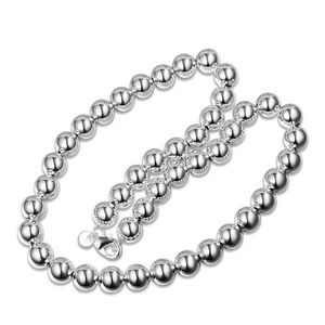 2020 Choker/Long 10MM Bead Vintage Punk Silver Pla
